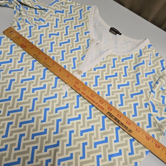 J McLaughlin Shirt Women Large Dillards Henley 3/4 Sleeve Stretch Catalina Cloth - Picture 8 of 11
